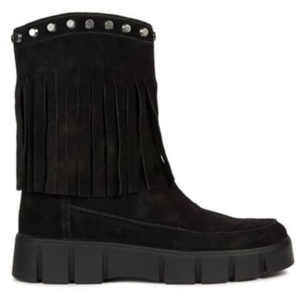 NEW Geox D Ghoula Suede Fringe Studded Ankle Boots